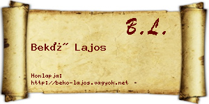 Bekő Lajos névjegykártya